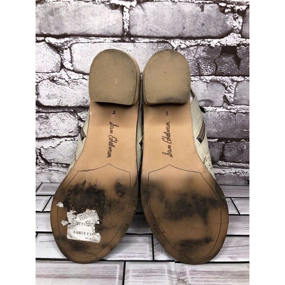 Sam Edelman Cooper Beige Leather Woven Block Heel Booties Women’s Sz 8M US/38EU - Picture 15 of 16